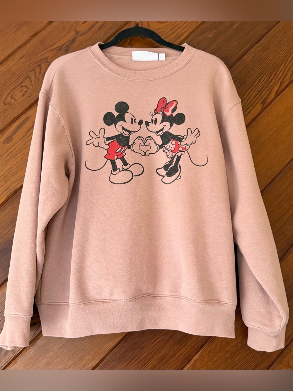 Gap x Disney Mickey Minnie Mouse Heart Crewneck Sweatshirt Women's Medium Pink